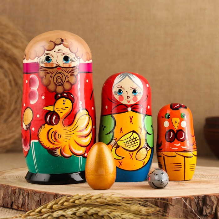 Матрёшка «Курочка Ряба», сюжетная, 5 кукольная, 13,5 - 15 см., микс Матрёшка «Курочка Ряба», сюжетная, 5 кукольная, 13,5 - 15 см., микс