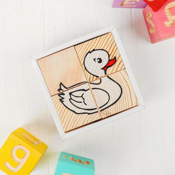 Деревянные кубики «Животные» 4 элемента, Томик Деревянные кубики «Животные» 4 элемента, Томик