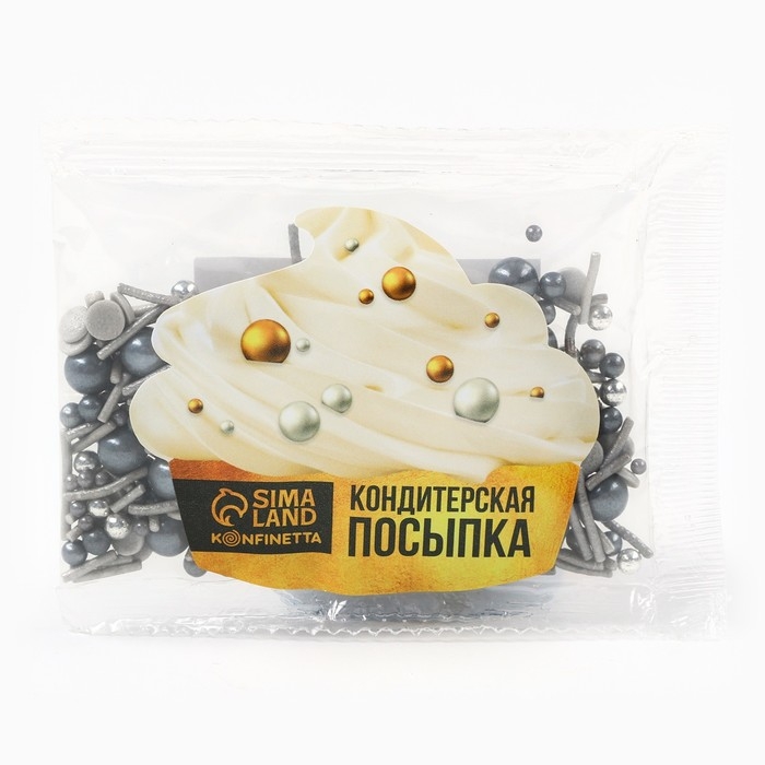 Посыпка кондитерская: серебристая, 25 г.