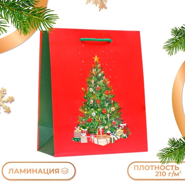 Новый год. Пакет подарочный  Новый год. Пакет подарочный "Большая ёлка", 18 х 22,3 х 10 см.