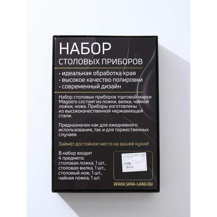 Столовые приборы из нержавеющей стали Magistro &laquo;Виконт&raquo;, 4 предмета, цвет cеребряный