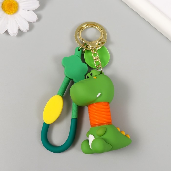 Брелок резина с карабином, ремешком  Брелок резина с карабином, ремешком "Крокодил" гофрошея 4х5,5х7,5 см