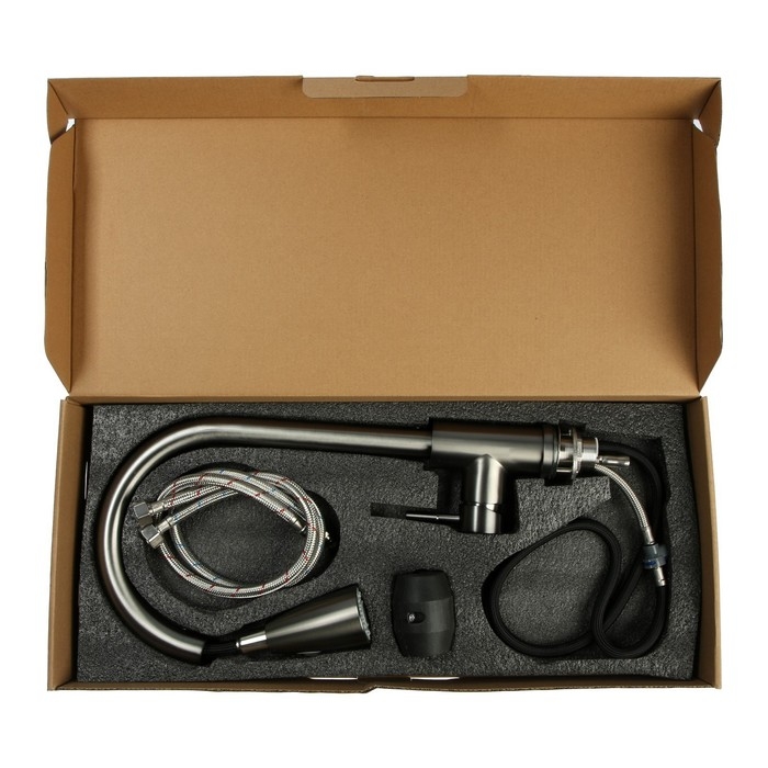 Смеситель для кухни ZEIN Z4961, нержавеющая сталь, с выдвижной лейкой, 2 режима, серый Смеситель для кухни ZEIN Z4961, нержавеющая сталь, с выдвижной лейкой, 2 режима, серый