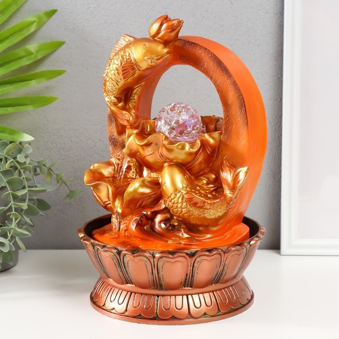 Фонтан настольный с подсветкой Фонтан настольный с подсветкой "Золотые карпы" 20х20х27 см