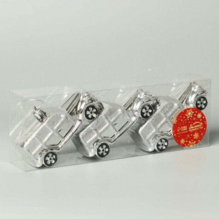 Набор украшений пластик 3 шт Набор украшений пластик 3 шт "Модельки" 9х3,5 см, серебро