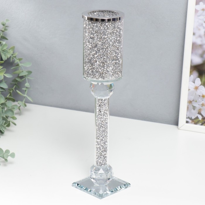 Подсвечник стекло на 1 свечу "Драгоценность" 30х7х7 см