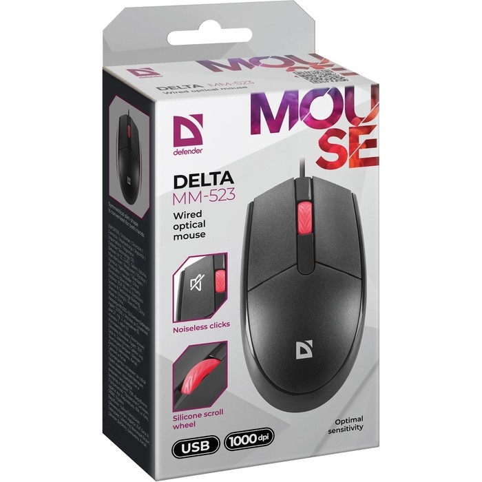 Мышь Defender Delta MM-523, проводная, оптическая, 1000 dpi, USB, чёрная Мышь Defender Delta MM-523, проводная, оптическая, 1000 dpi, USB, чёрная