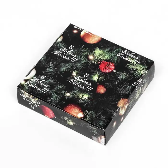 Подарочная коробка сборная с окном «Счастливого Рождества», 11.5×11.5×3 см Подарочная коробка сборная с окном «Счастливого Рождества», 11.5×11.5×3 см