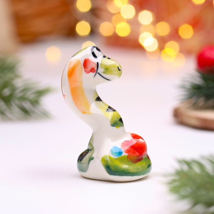 Сувенир символ года Сувенир символ года "Кобра", малая № 2, гжель, цвет, 6х4 см