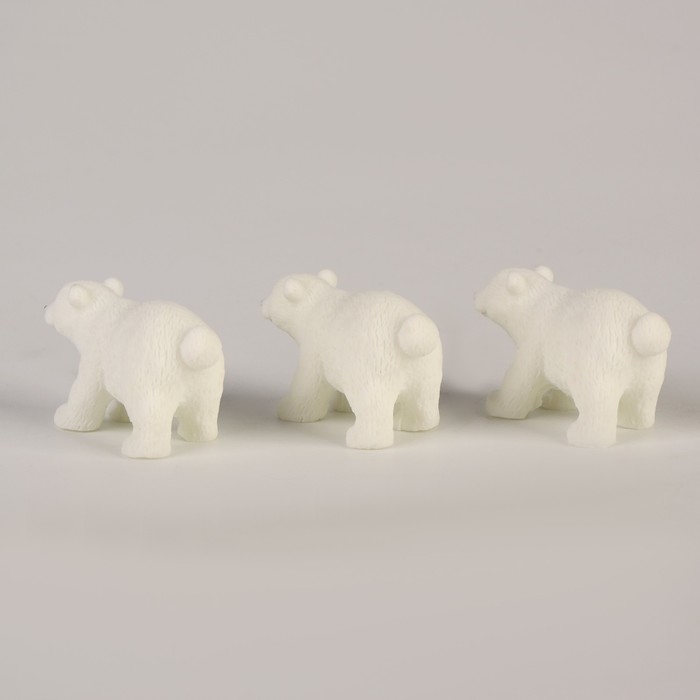 Миниатюра кукольная «Белый медведь», набор 3 шт., размер 1 шт. — 4 × 2 × 3 см
