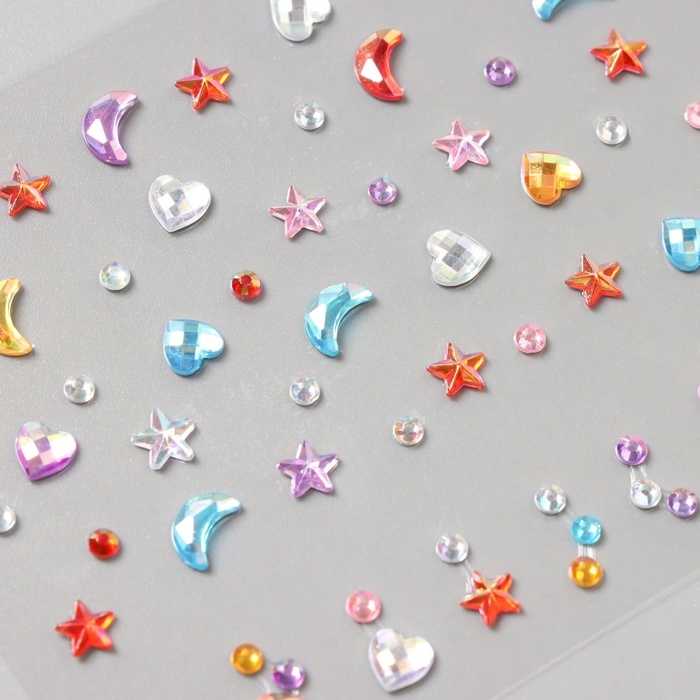 Наклейка пластик стразы Наклейка пластик стразы "Россыпь" цветная 11х7,8 см