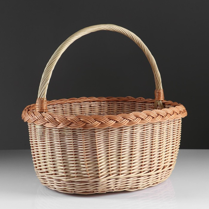 Корзина &laquo;Хозяйственная&raquo;, дно= 33х24 см, верх =40х31 см, высота=19 см, с ручкой 38 см