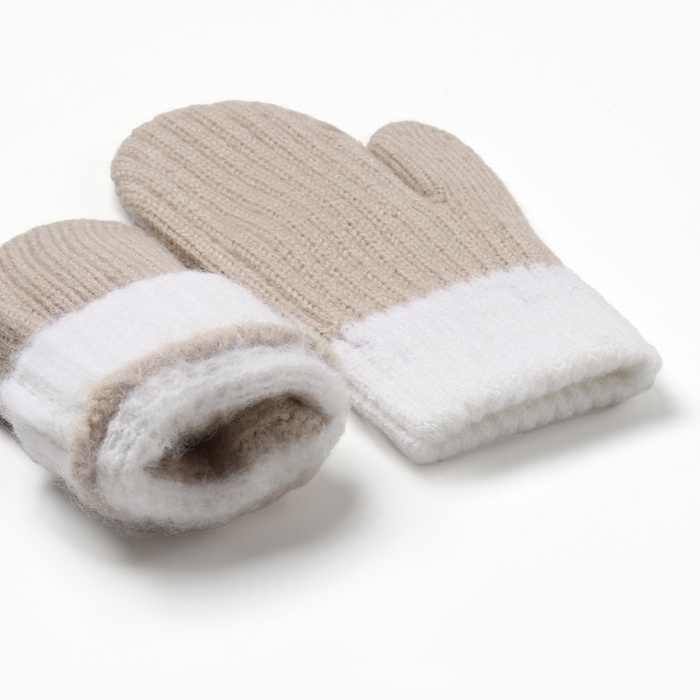 Варежки детские MINAKU, цвет бежевый, 15 см Варежки детские MINAKU, цвет бежевый, 15 см