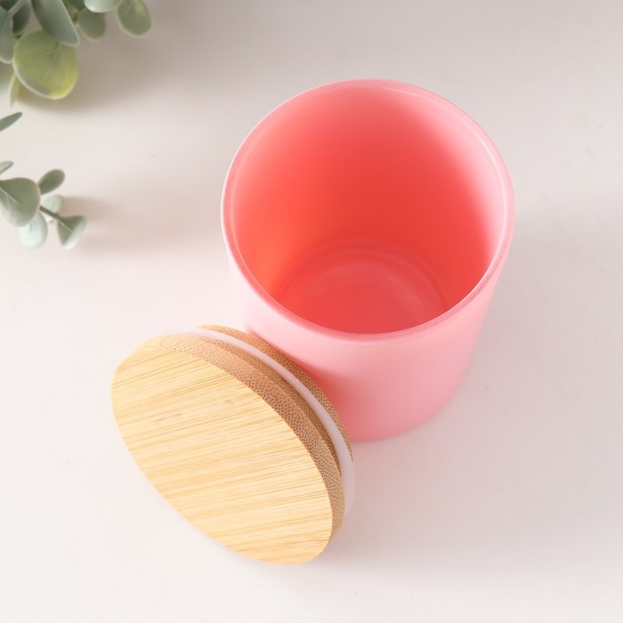 Банка для свечей стекло с крышкой Банка для свечей стекло с крышкой "Розовая матовая" 220 мл 7х7х8,4 см