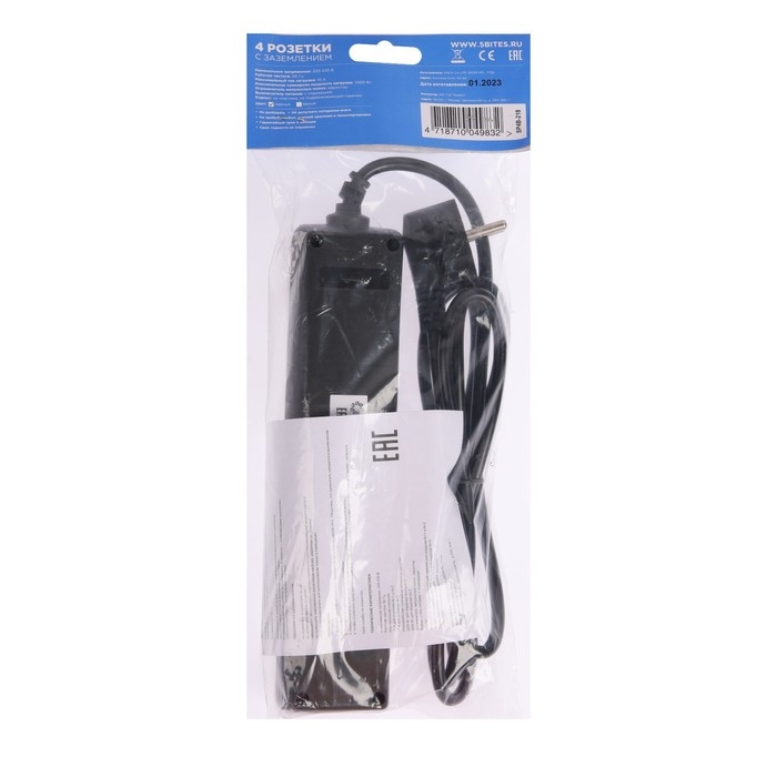 Сетевой фильтр 5bites SP4B-218 4S, 4 розетки, 1.8 м, 10 А, 3х0.75 мм2, с выкл., черный Сетевой фильтр 5bites SP4B-218 4S, 4 розетки, 1.8 м, 10 А, 3х0.75 мм2, с выкл., черный
