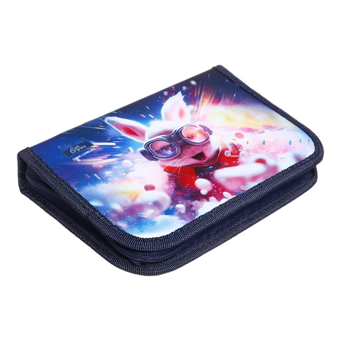 Пенал 1 секция 140 х 210 х 40 мм, откидной карман и косметичка, тканевый, Calligrata TOP Content  Пенал 1 секция 140 х 210 х 40 мм, откидной карман и косметичка, тканевый, Calligrata TOP Content "Супер заяц"