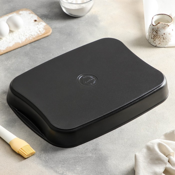 Противень «Традиция», 40,2×29,6×5 см, антипригарное покрытие, цвет чёрный Противень «Традиция», 40,2×29,6×5 см, антипригарное покрытие, цвет чёрный