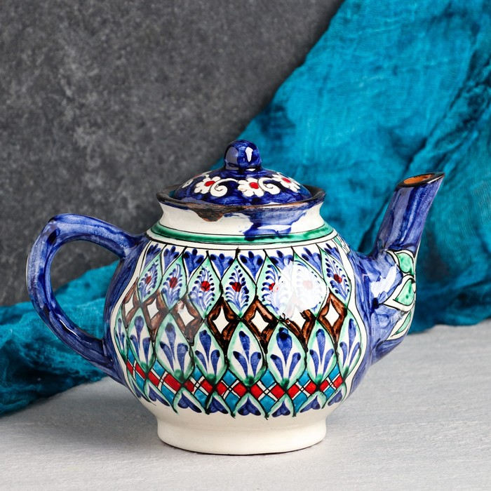 Набор чайный Риштан, 9 предм: чайник 1л., 6 пиал 9,5см, конфетница 23см, сахарница 250м Набор чайный Риштан, 9 предм: чайник 1л., 6 пиал 9,5см, конфетница 23см, сахарница 250м