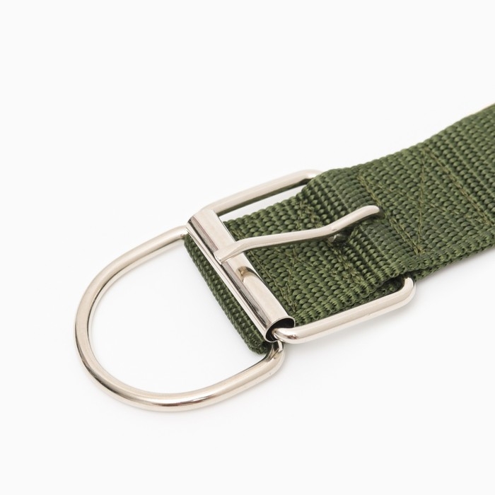 Ошейник  Ошейник "Комфорт" комбинированный (полиэстер, искус. кожа), 70 х 4 см, ОШ 48-58 см, тёмно-зел