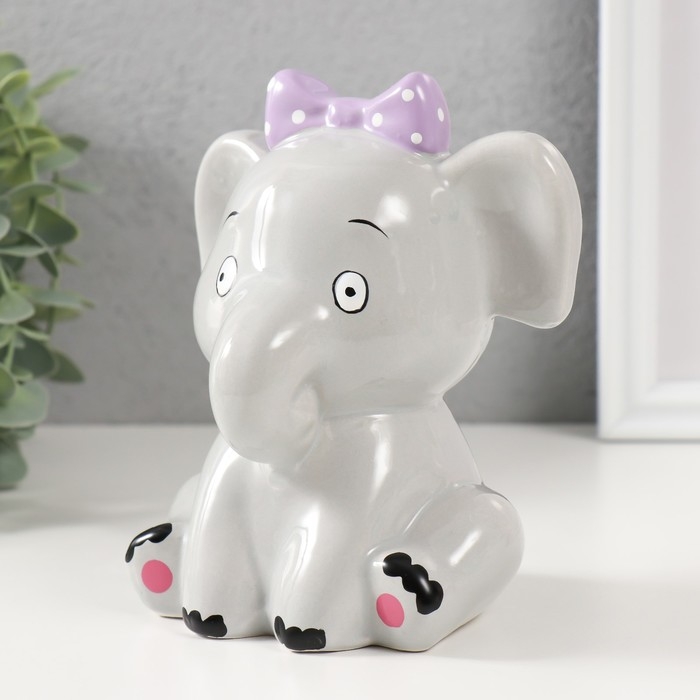 Копилка керамика Копилка керамика "Серый слонёнок с бантом" 12,4х9,9х14,2 см