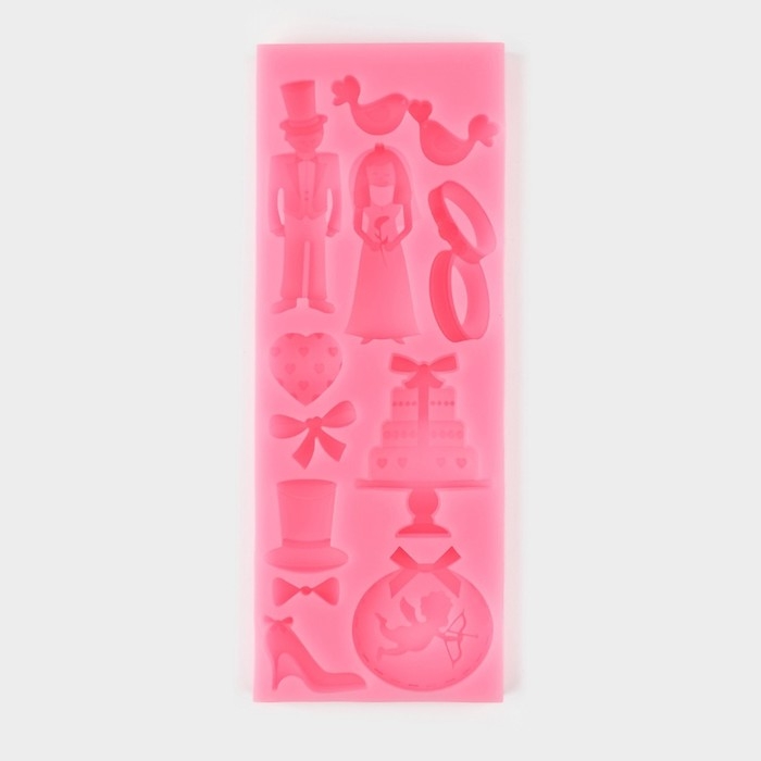Молд «Свадебная атрибутика», силикон, 16×6×0,9 см, цвет розовый Молд «Свадебная атрибутика», силикон, 16×6×0,9 см, цвет розовый