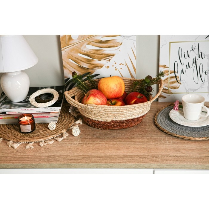 Корзина для хранения плетёная ручной работы Доляна &laquo;Тэри&raquo;, с ручками, 40&times;24&times;12 см, цвет коричневый