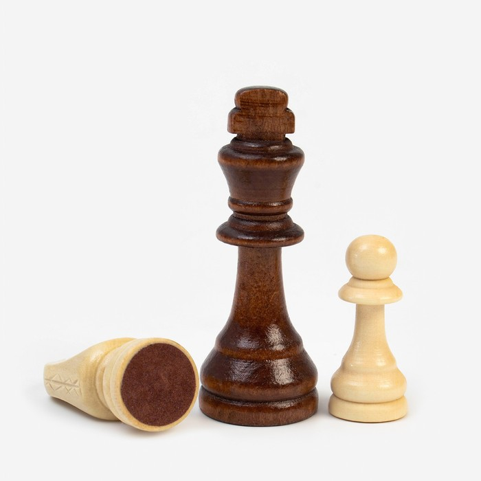 Настольные игры 3в1 Настольные игры 3в1 "Россия и Америка": шахматы, шашки, нарды, деревянные, большие, 50х50 см