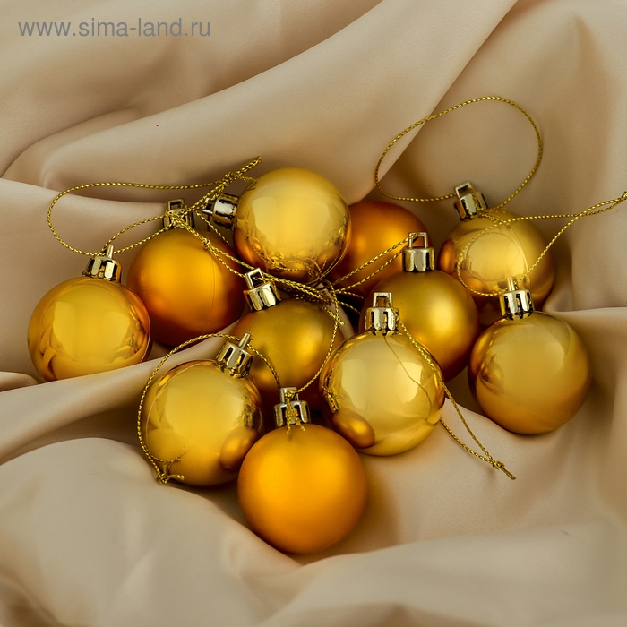 Набор шаров пластик d-4 см, 36 шт " Однотонный" золото
