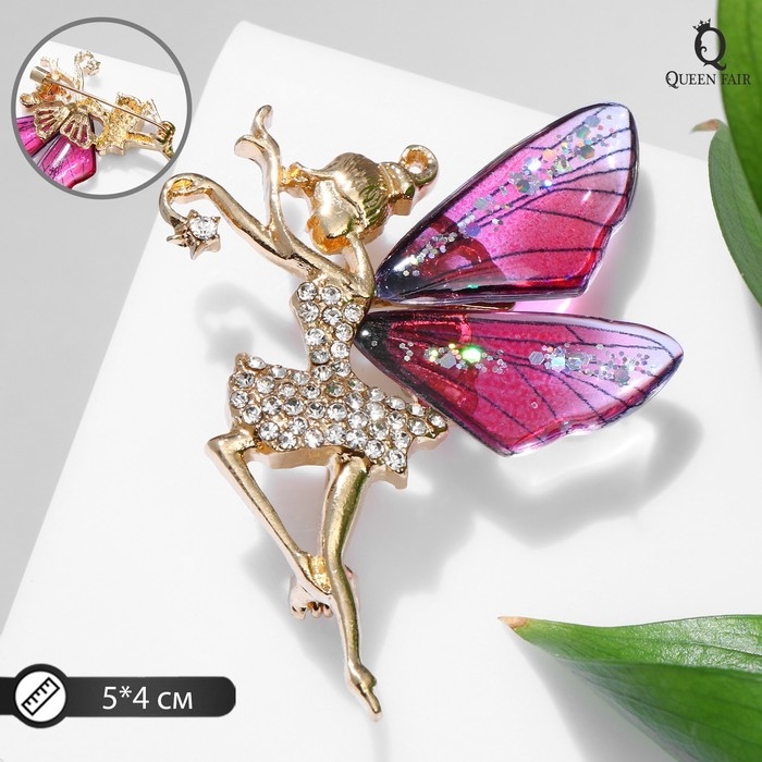 Брошь Брошь "Фея" танцующая, цвет бело-розовый в золоте