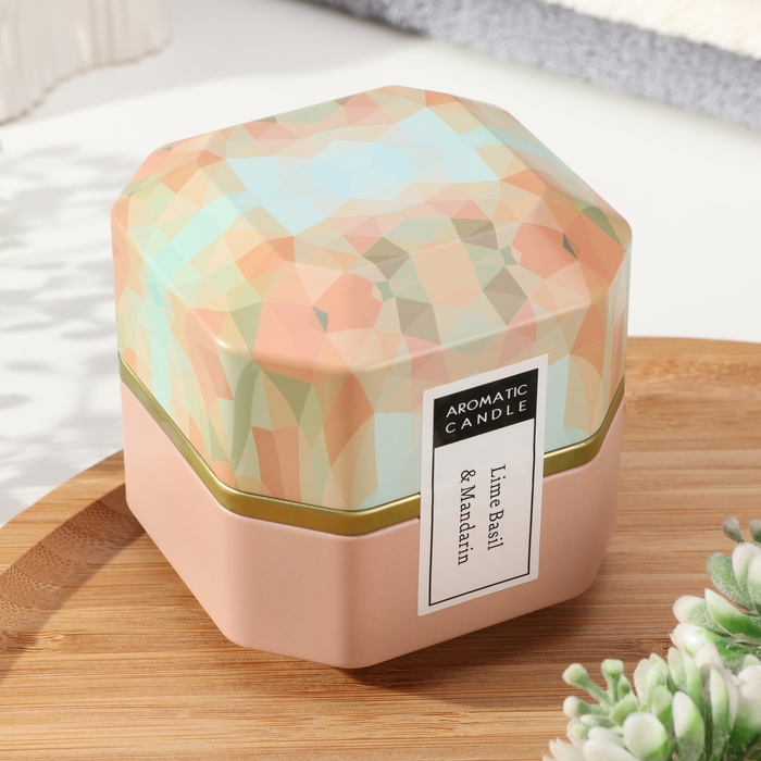 Свеча ароматическая в банке  Свеча ароматическая в банке "Aromatic Candle", лимон, базилик и мандарин, большая