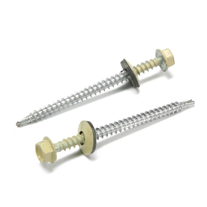 Саморезы кровельные 4,8х70 мм, RAL1014 цвет бежевый, 100 шт. Саморезы кровельные 4,8х70 мм, RAL1014 цвет бежевый, 100 шт.