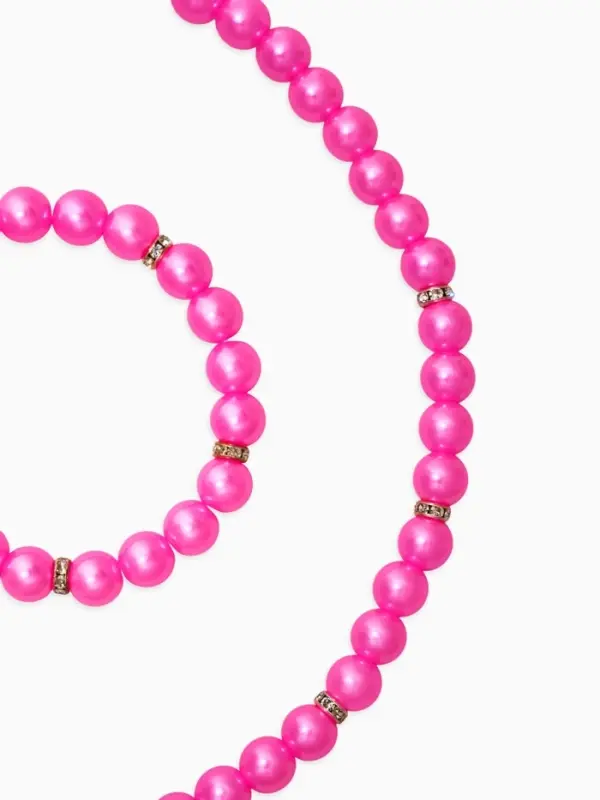 Набор детский &laquo;Выбражулька&raquo; 2 предмета: бусы, браслет, жемчуг стразы, цвет ярко-розовый