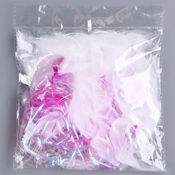 Набор для творчества и декора &laquo;Перья белые + наполнитель&raquo;, фуксия