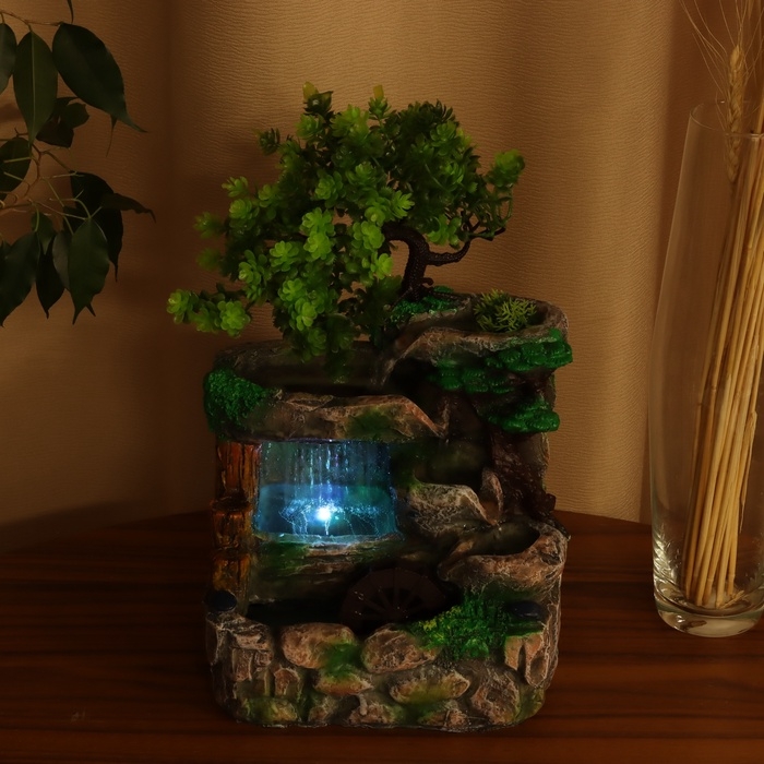 Фонтан Фонтан "Каменная стена под деревом" 30х17 см (с подсветкой, без шарика)