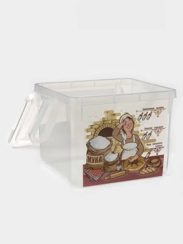 Контейнер для муки с ручкой, 5 л, пластик, прозрачный