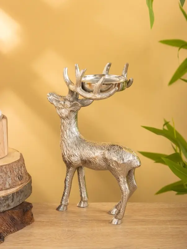 Подсвечник "Сохатый" 15,5х9х22,5 см, алюминий, серебряный