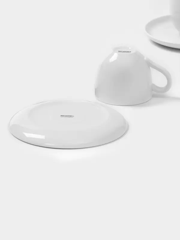 Чайный сервиз Magistro Mien, 2 персоны, 4 предмета: 2 чашки 200 мл, 2 блюдца d=16 см, фарфор, белый