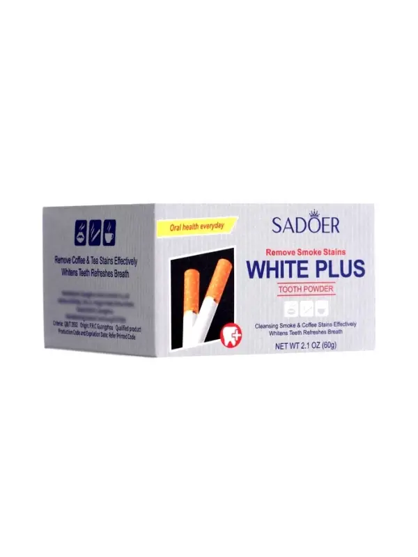 Отбеливающий зубной порошок Sadoer white plus от желтизны, 60 г