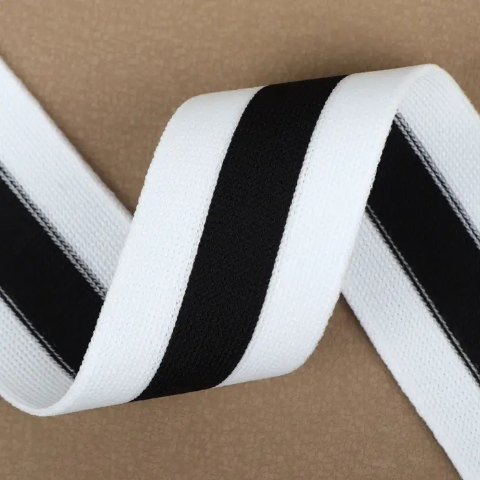 Тесьма трикотажная лампас 40 мм, 9.1&plusmn;0.5 м, белая, чёрная