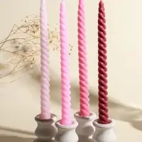 Набор свечей витых, 2&times;25 см, 4 шт., палитра розового, 25.5&times;8.8&times;2.4 см