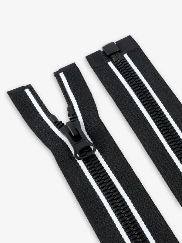 Молния &laquo;Трактор&raquo;, №8, разъёмная, замок автомат, 60 см, с белыми полосками, чёрная