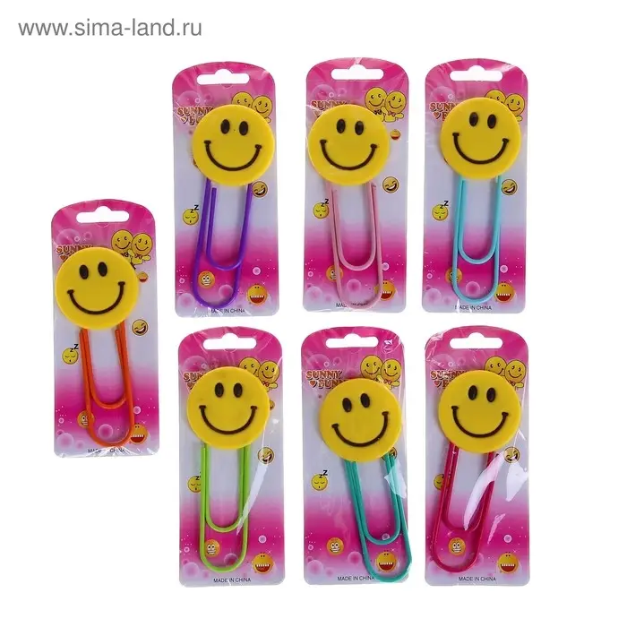Закладка-скрепка большая «Смайл», 11 см