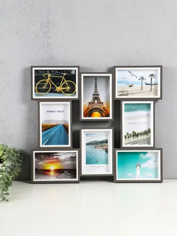 Фоторамка МДФ, стекло на 8 фото 10х15 Фоторамка МДФ, стекло на 8 фото 10х15 "День и ночь" 40,5х45х2,2 см