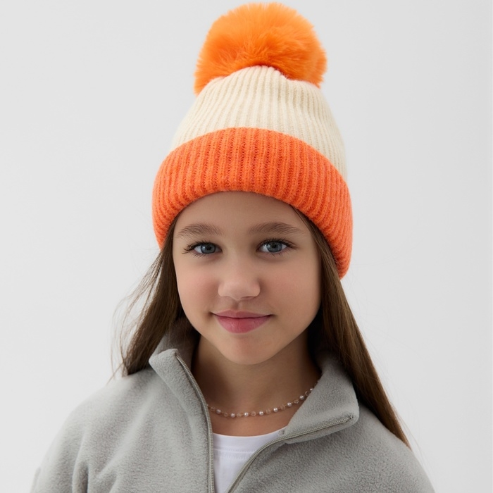 Шапка детская MINAKU, цв.оранжевый, р-р 48-50