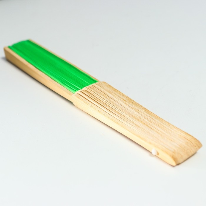 Веер бамбук, текстиль h=21 см  Веер бамбук, текстиль h=21 см "Моноцвет" в коробке, зелёный