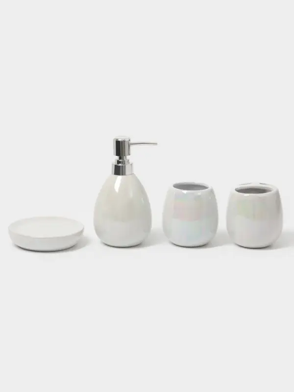 Аксессуары для ванной Pearl, 4 предмета: мыльница, дозатор для мыла 400 мл, 2 стакана