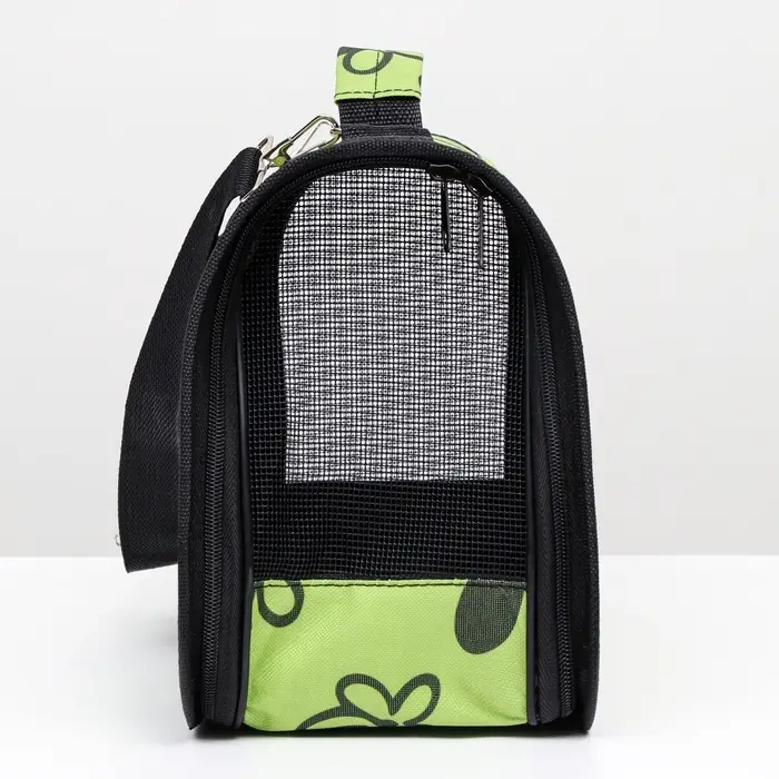 Сумка - переноска &laquo;Цветы&raquo;, размер S, 37.5&times;17&times;22 см, каркасная, зелёная