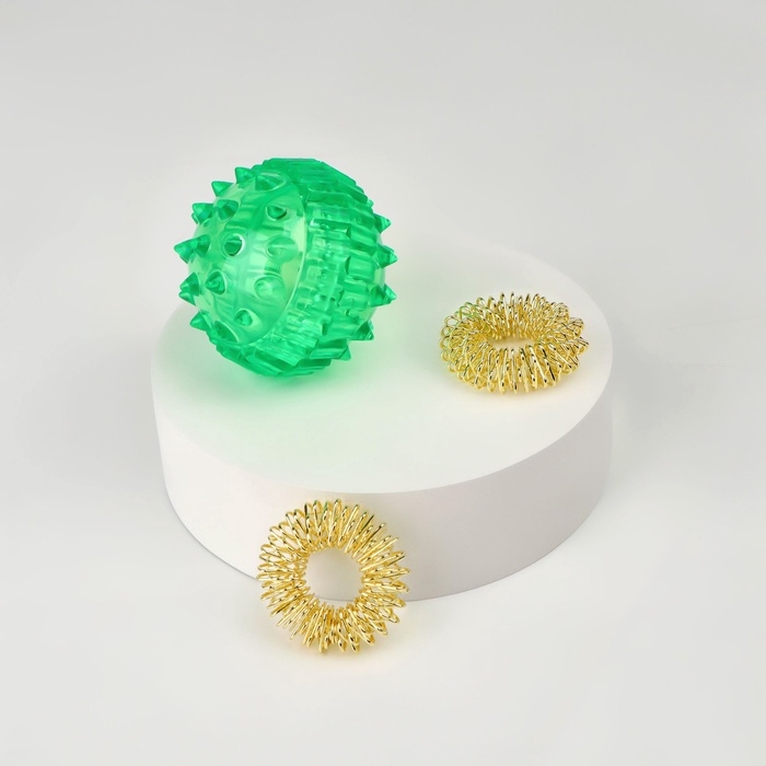 Массажер пластик универс Шарик с 2 кольцами зеленый пакет ОТ Массажер пластик универс Шарик с 2 кольцами зеленый пакет ОТ