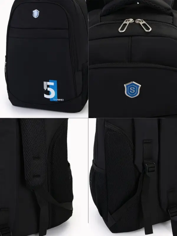 Рюкзак молодёжный на молниях, с принтом, 4 кармана, с принтом, 35&times;18&times;50 см, чёрный