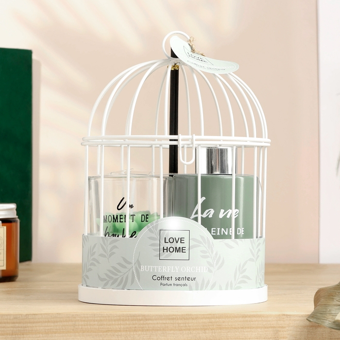 Набор в клетке Набор в клетке "Love home" диффузор 100 мл и свеча 6х7 см, орхидея